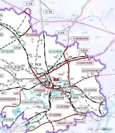 黄冈十五五铁路规划，开工京港高铁阜黄段，贯通沿江高铁，推进罗田英山铁路，实现县县