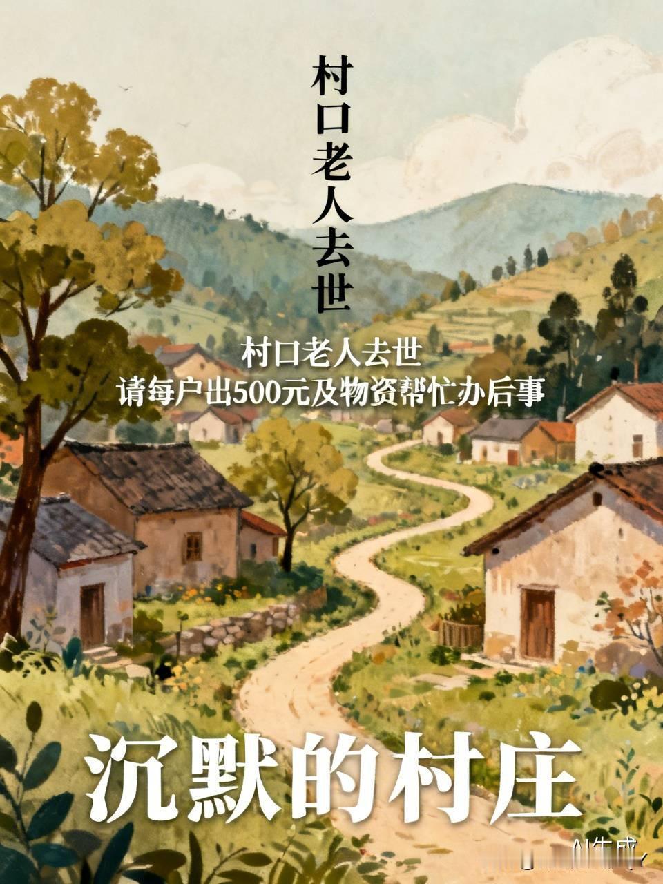 有一个小山村，住着几十户人家。有一天一个80多岁的老人去世，村长就在群里边发了