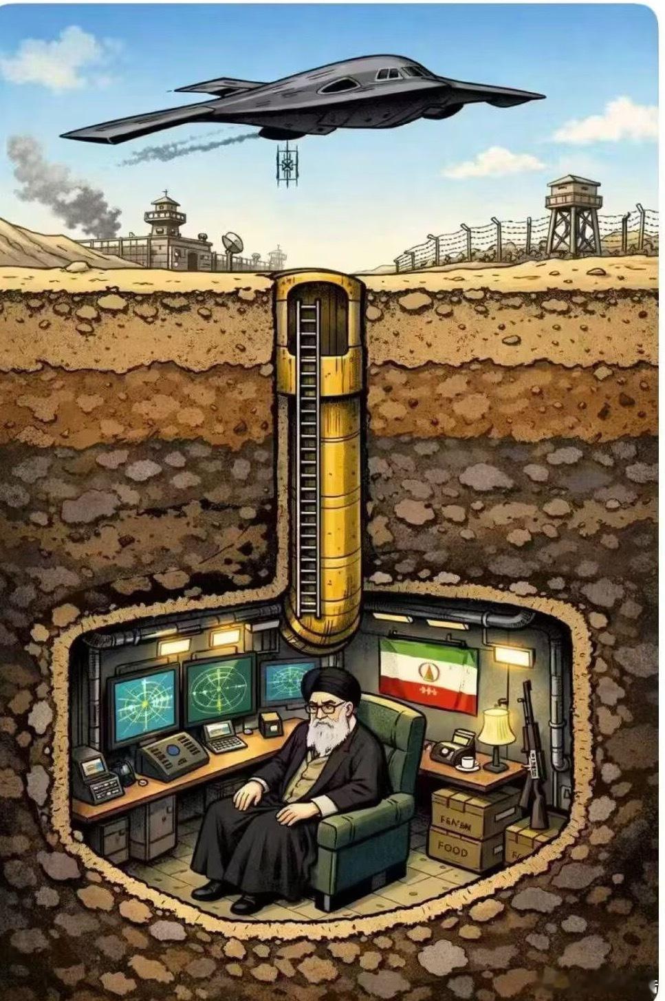 随着林肯号航母的到来，担心美国随时可能发动空袭或者被活捉，机智哈梅内伊近日已转移