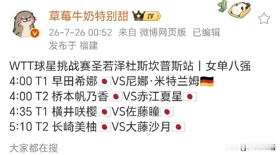 日乒女队这是跑巴西全日锦了啊。WTT球星挑战赛巴西站，日乒女队9人参赛，7人晋