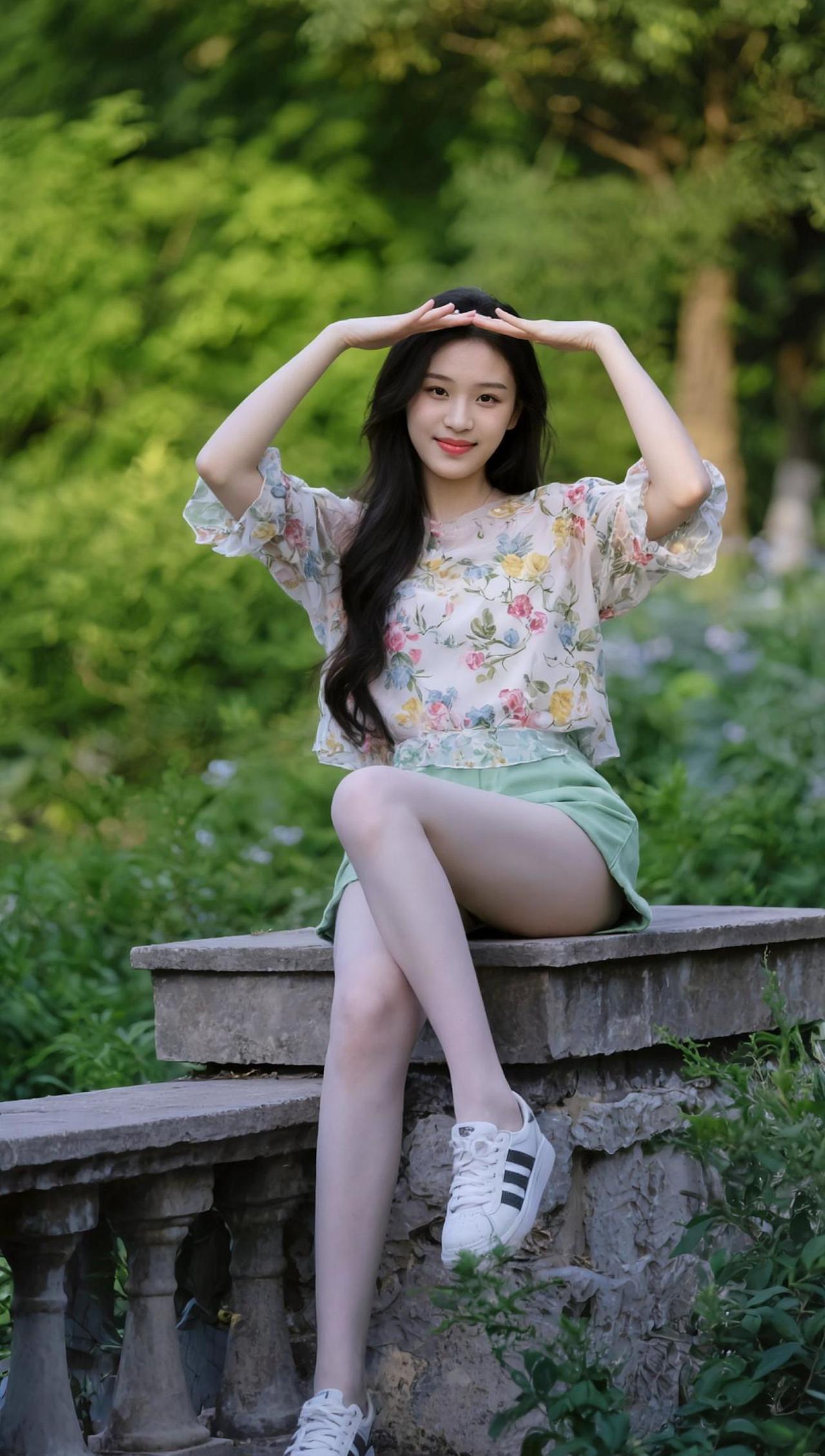 青春的花裙子在阳光下绽放，仿佛在说：“我才是夏天的主角！”而我，只是个负责拍照的