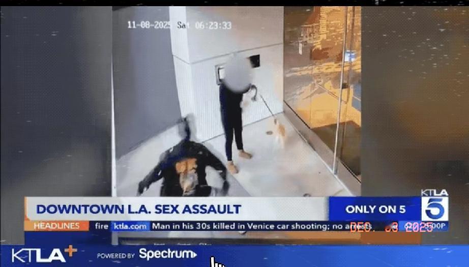 美国黑人流浪汉性侵遛狗白人女子：这姿势真的就是僵尸啊！这是监控视频拍摄到一名女子