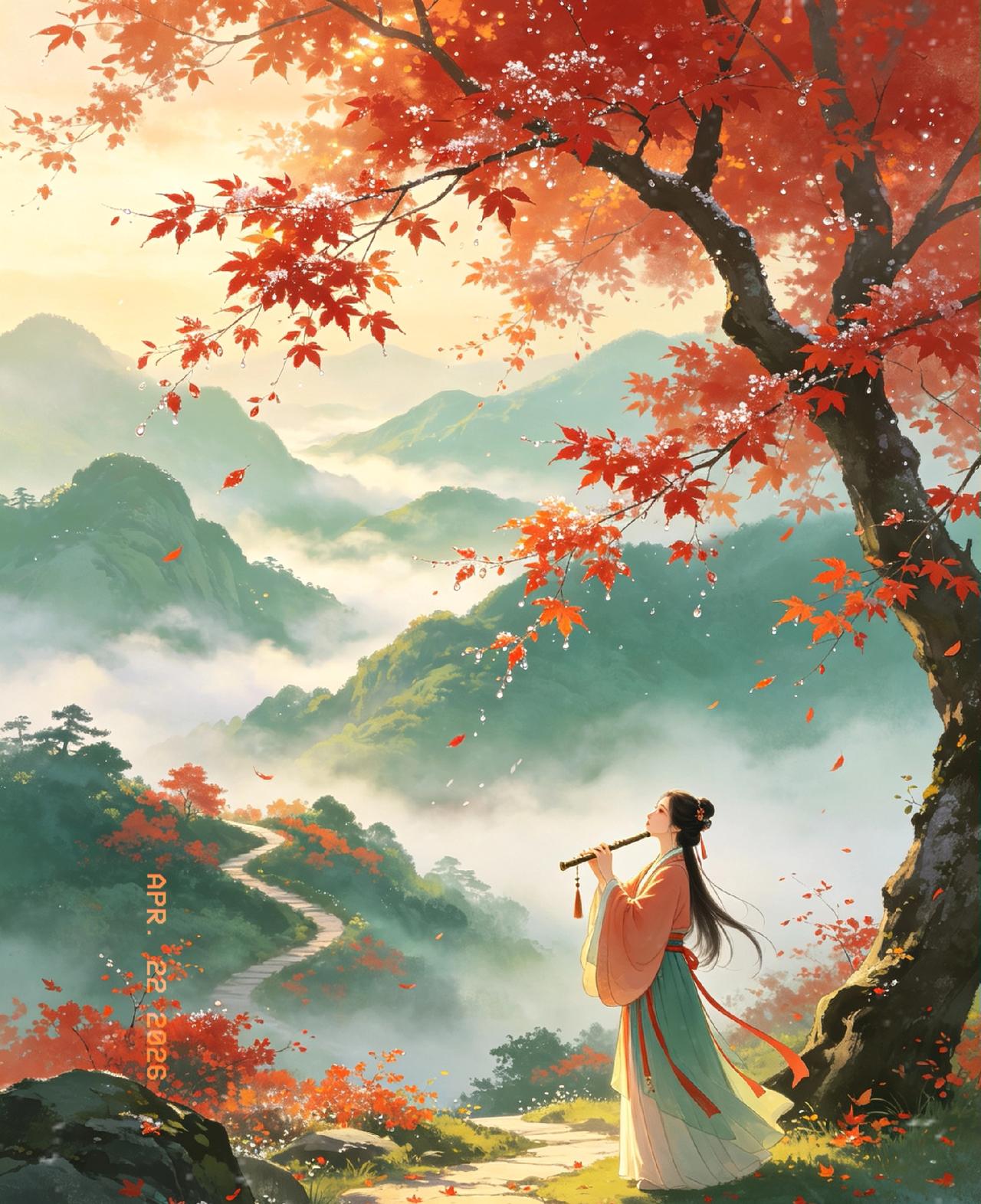 上联：青山不懂相思曲，下联：红叶难书缱绻情。解析：词性对仗工整：青山对红