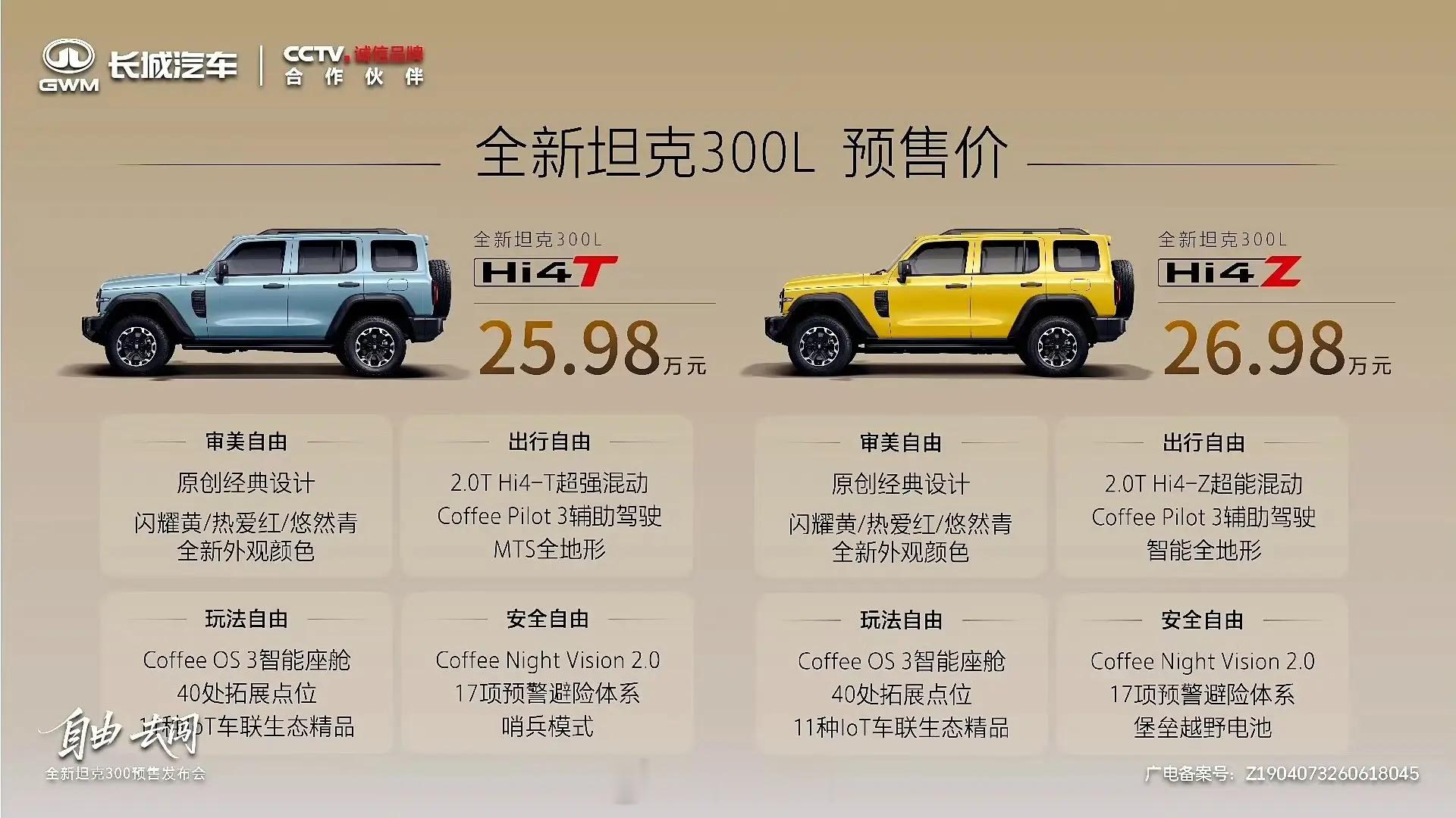 坦克300L预售价出来了，这个价格吸引到你了吗