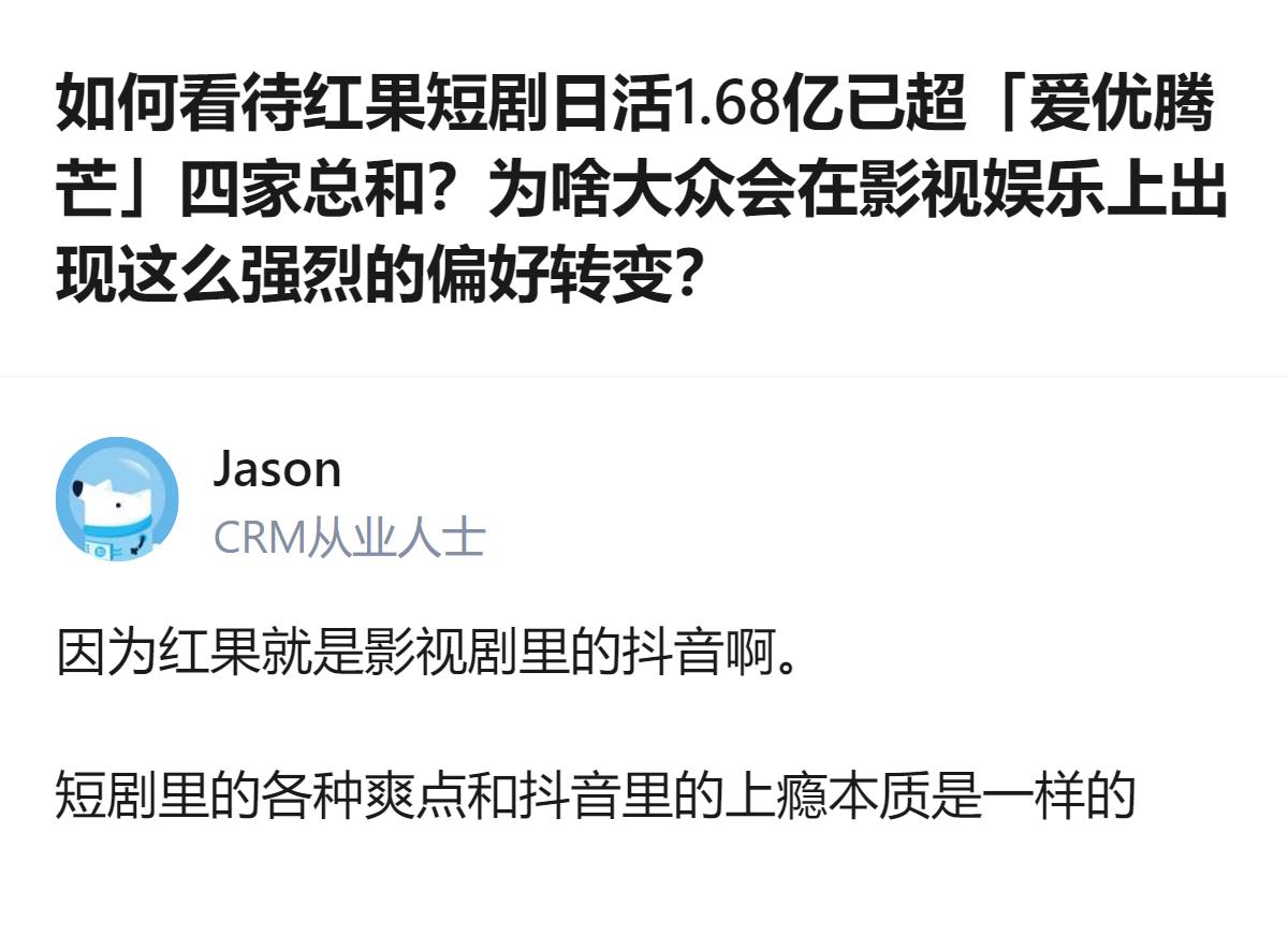 从现有信息看，字节跳动旗下红果短剧日活达1.68亿，已超过“爱优腾芒”四家长视频