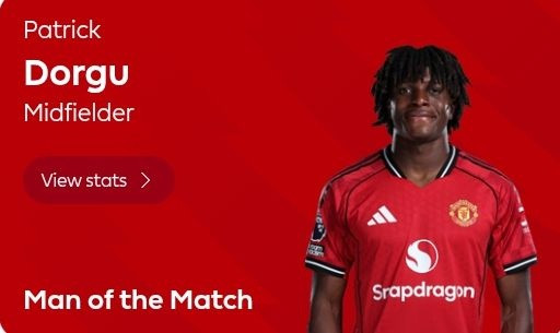 世界波破门! 官方: 多尔古当选阿森纳2-3曼联的全场最佳球员