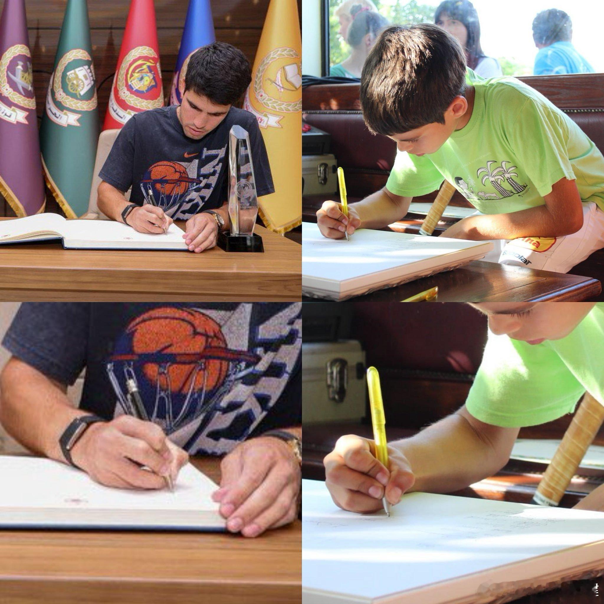 阿尔卡拉斯握笔✍️姿势很可爱从小到大都一样这很澳网