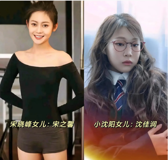 左边是宋晓峰的女儿，宋之馨右边是小沈阳的女儿，沈佳润一个考上了北京电影学院，