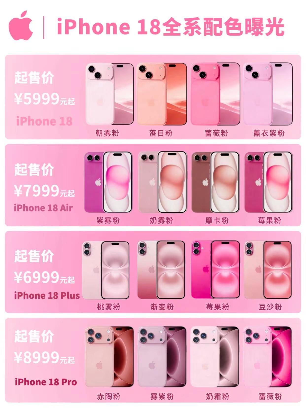 iPhone18全系配色外观曝光。iPhone18全系配色外观曝光，看完你心动了