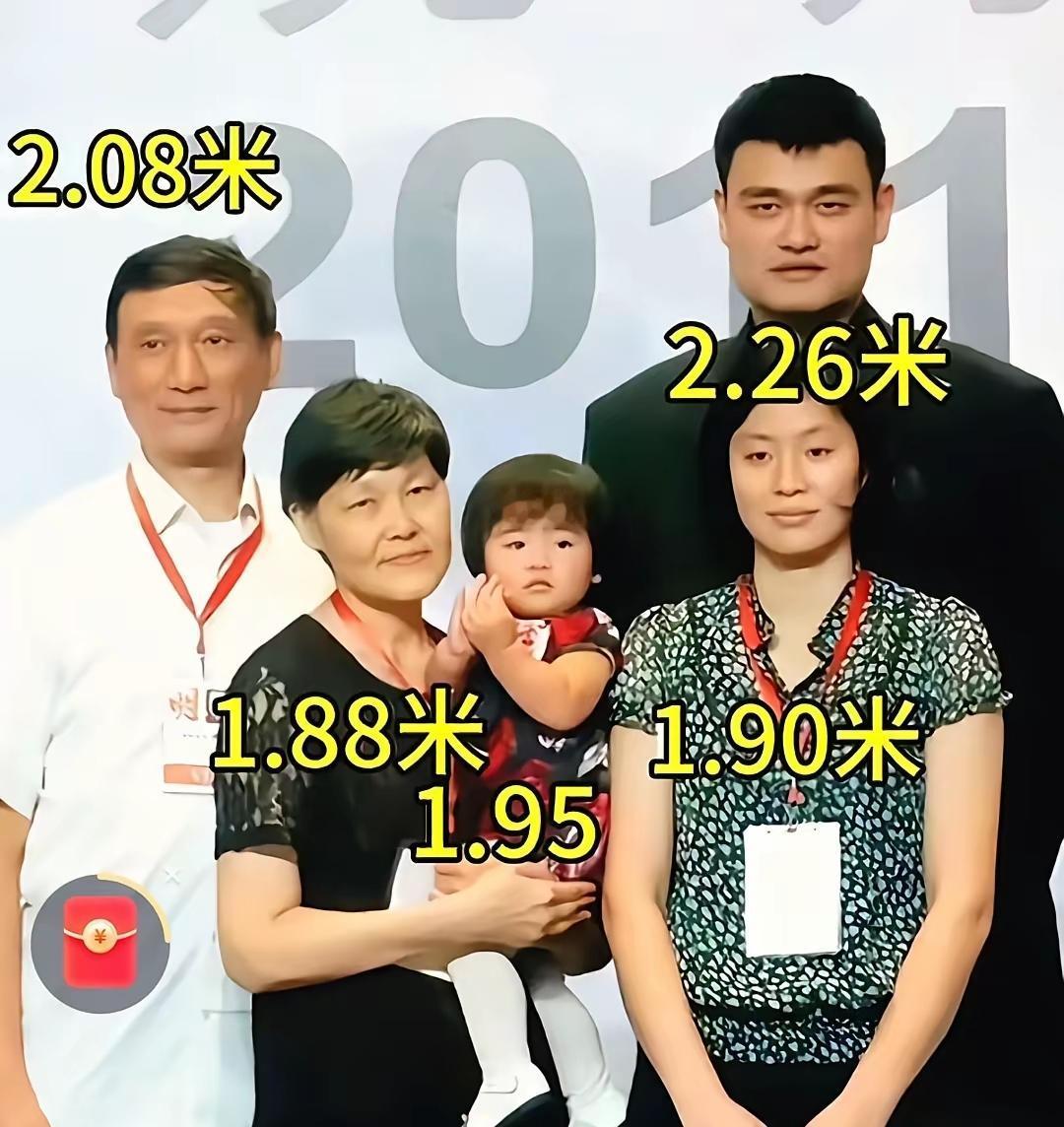 家中五口人平均身高超过2米，姚明家族绝对是中国平均“海拔”最高的家族吧！据公开