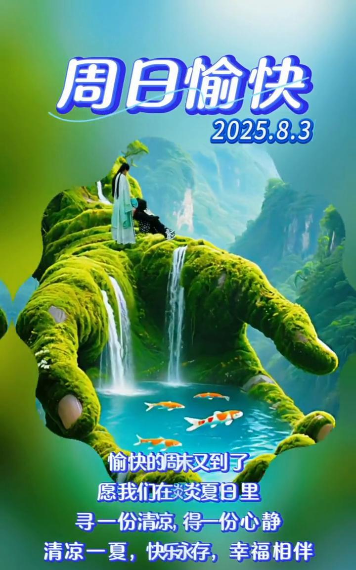 周日愉快。愉快的周末又到了，愿我们在炎炎夏日里寻一份清凉，得一份心静。清凉一夏