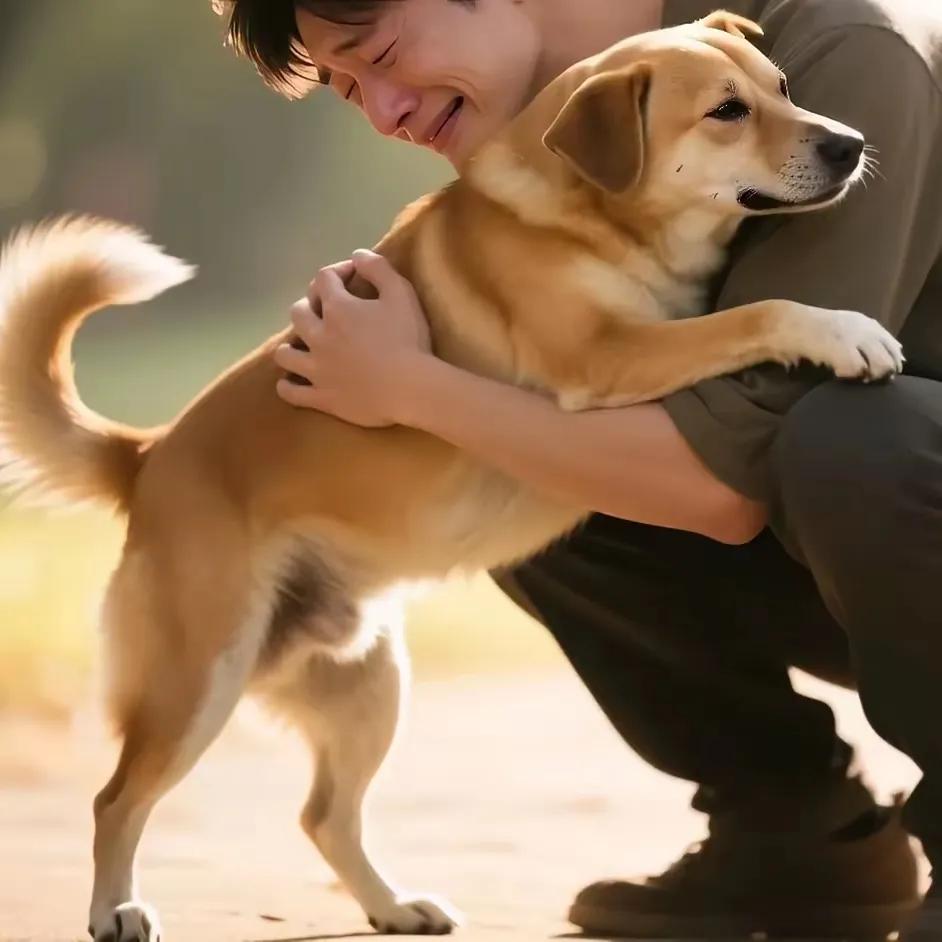 今天去农村亲戚家串门儿，意外遇见了三年前我收留的那只流浪狗，它瞬间认出我，像箭一
