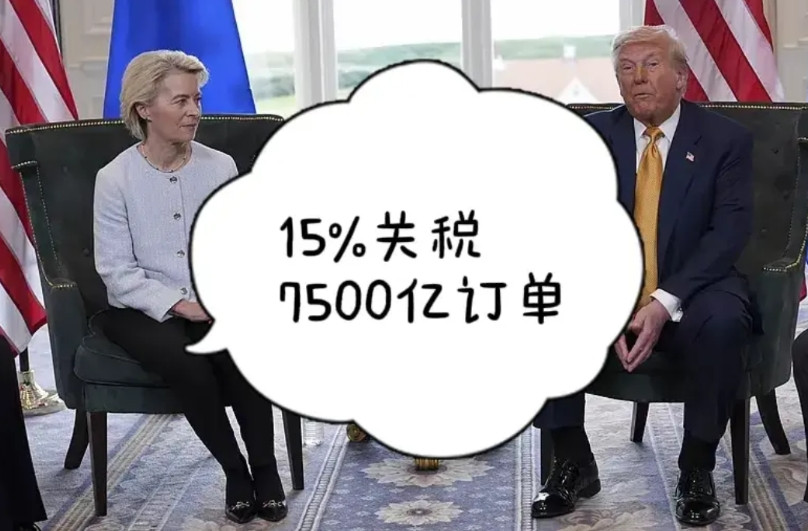 欧盟是老爷车，衰落了！美国对欧盟加征15%关税，欧盟从美国买7500亿美元的商