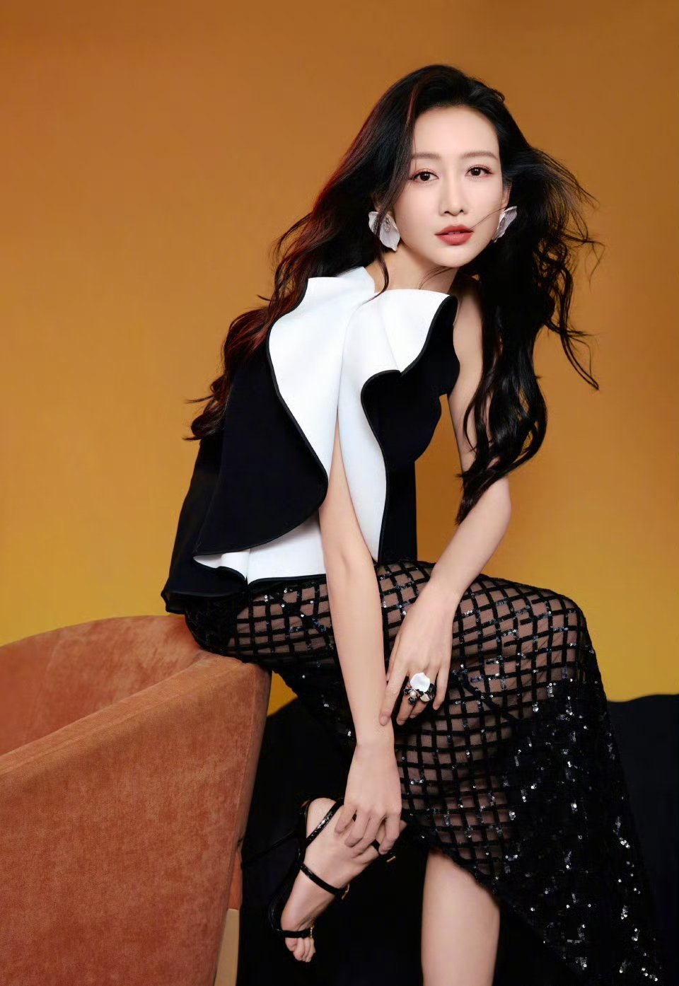 王鸥渔网拼接长裙绝美王鸥王鸥​​​