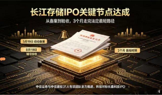 3个月闪电过辅导，长江存储IPO冲刺长江存储刚刚冲过一个关键节点。8月19日，证监会官网披露其IPO