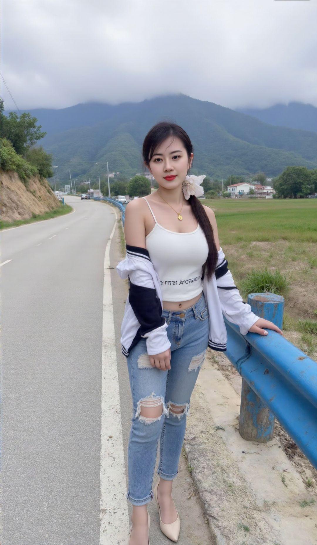 好身材好气质紧身牛仔裤