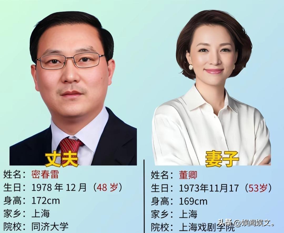 原来主持人董卿还比她老公大5岁，是姐弟恋。如今看沉寂很久的董卿又因为老公密春雷