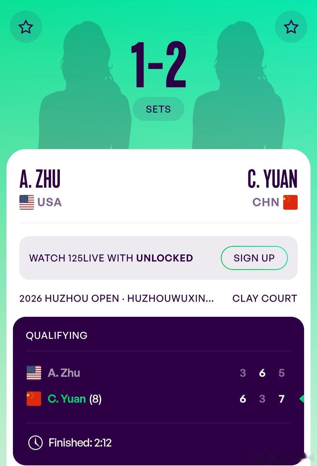 WTA125湖州站🇨🇳资格赛决胜轮：魏彰倩🇨🇳3-6/1-6不敌佐洛塔廖