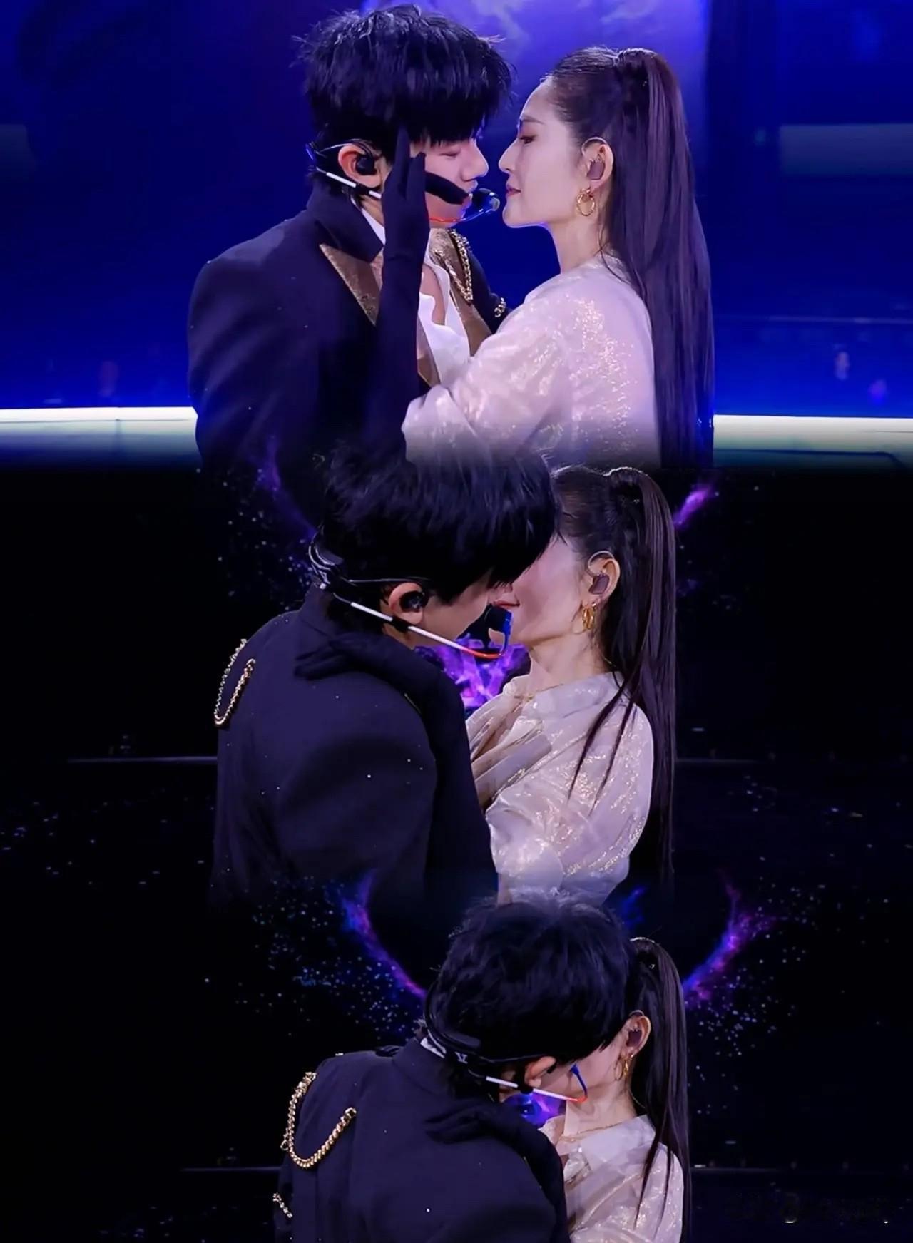 张杰谢娜应该是想达到李承铉戚薇那种舞台效果，可惜他俩外型不够洋气，两者呈现的效果