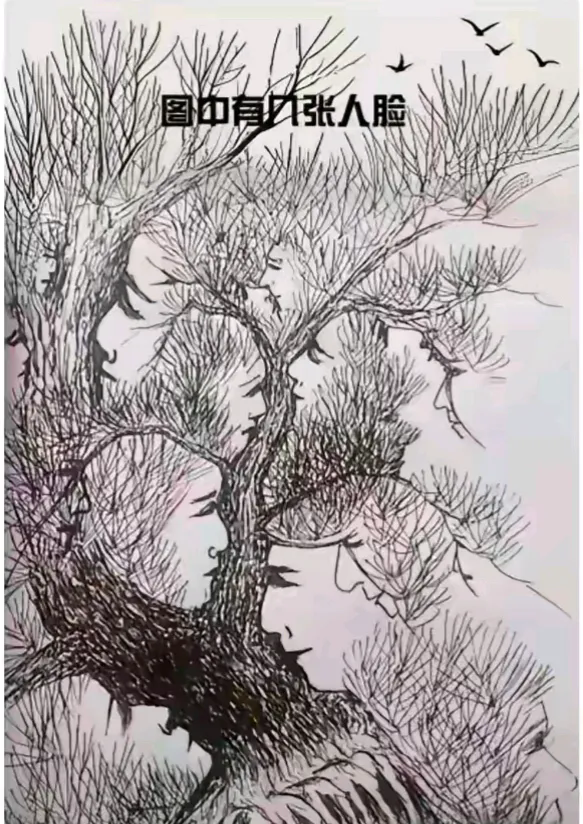 图中有多少张人脸？找到10张及格找到12张良好找到14张优秀找到15张封