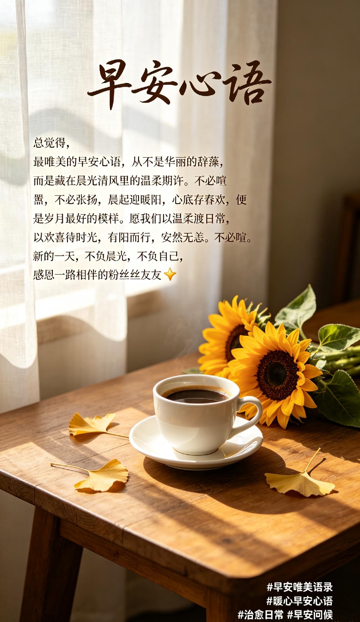 总觉得，最唯美的早安心语，从不是华丽的辞藻，而是藏在晨光清风里的温柔期许。不必