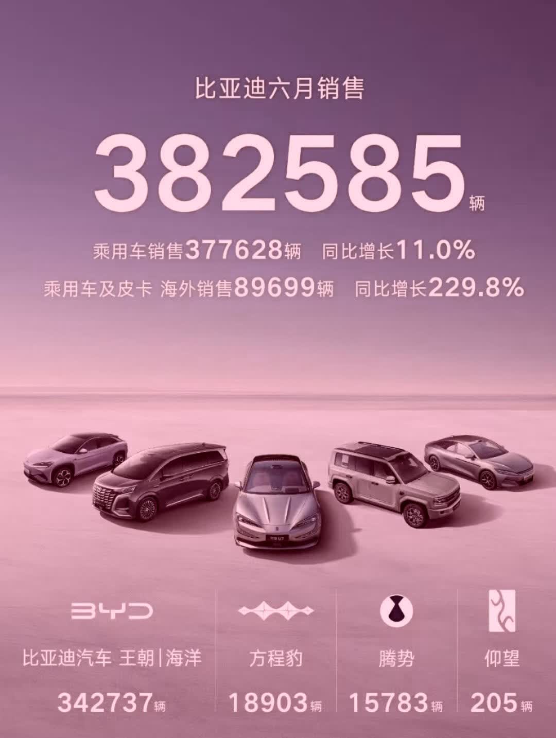 太突然了！还以为王传福把6月份比亚迪的38.2585万台销量拿出来是王炸！但是当