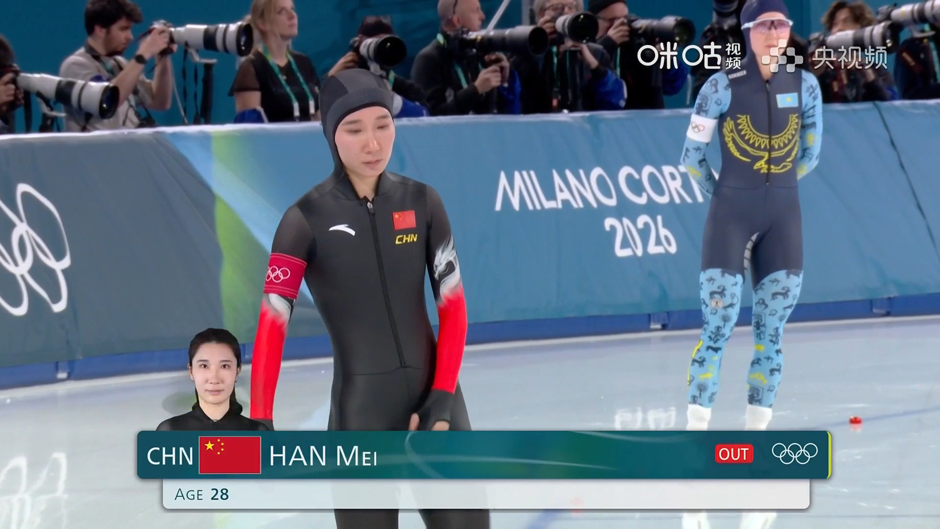 #韩梅1分54秒97#米兰冬奥会速度滑冰女子1500米，韩梅以1分54秒97完赛