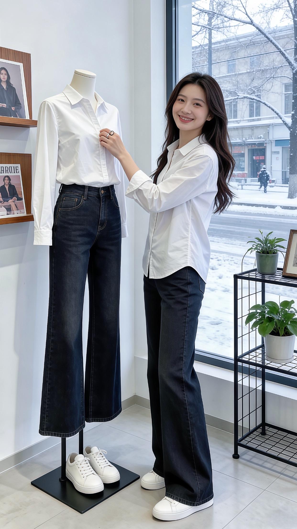 白衬衫简直就是基础百搭单品，与马甲叠穿的秋冬松弛感拉满啦～