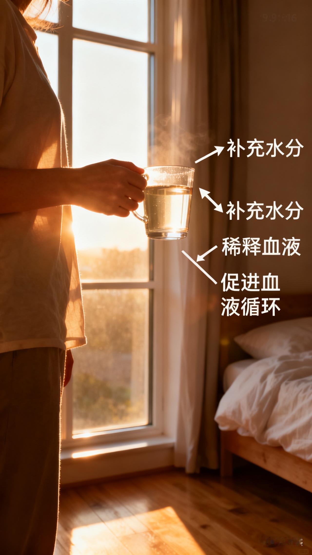 【每日健康知识分享1】晨起喝一杯温水，好处多！经过一夜睡眠，身体处于轻度脱水