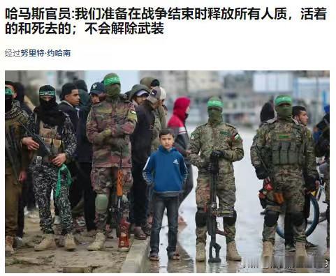 哈马斯准备释放所有人质结束战争，但不会解除武装，除非……哈马斯高级官员塔赫尔·努
