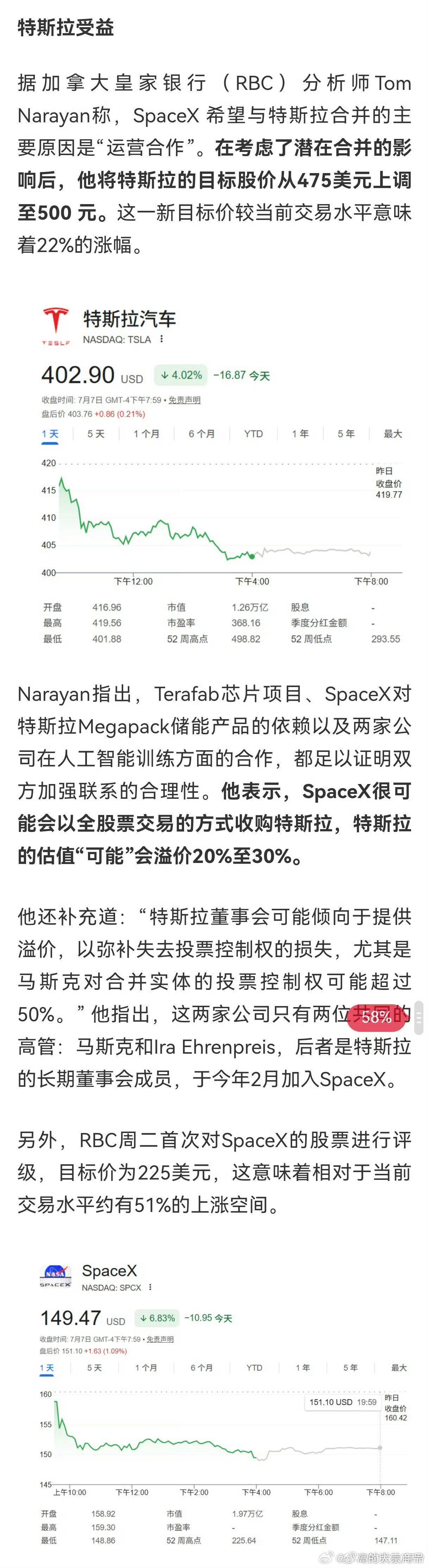 特斯拉和SpaceX可能要合并了两家巨头一旦合体，体量超乎想象。储能、芯片、AI