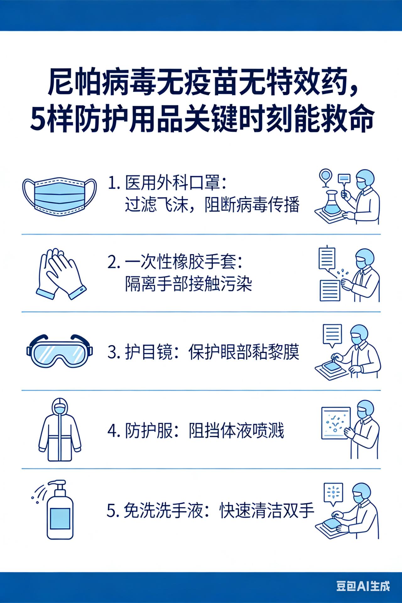 尼帕病毒无疫苗无特效药，5样防护用品关键时刻能救命“尼帕病毒”来势汹汹，家
