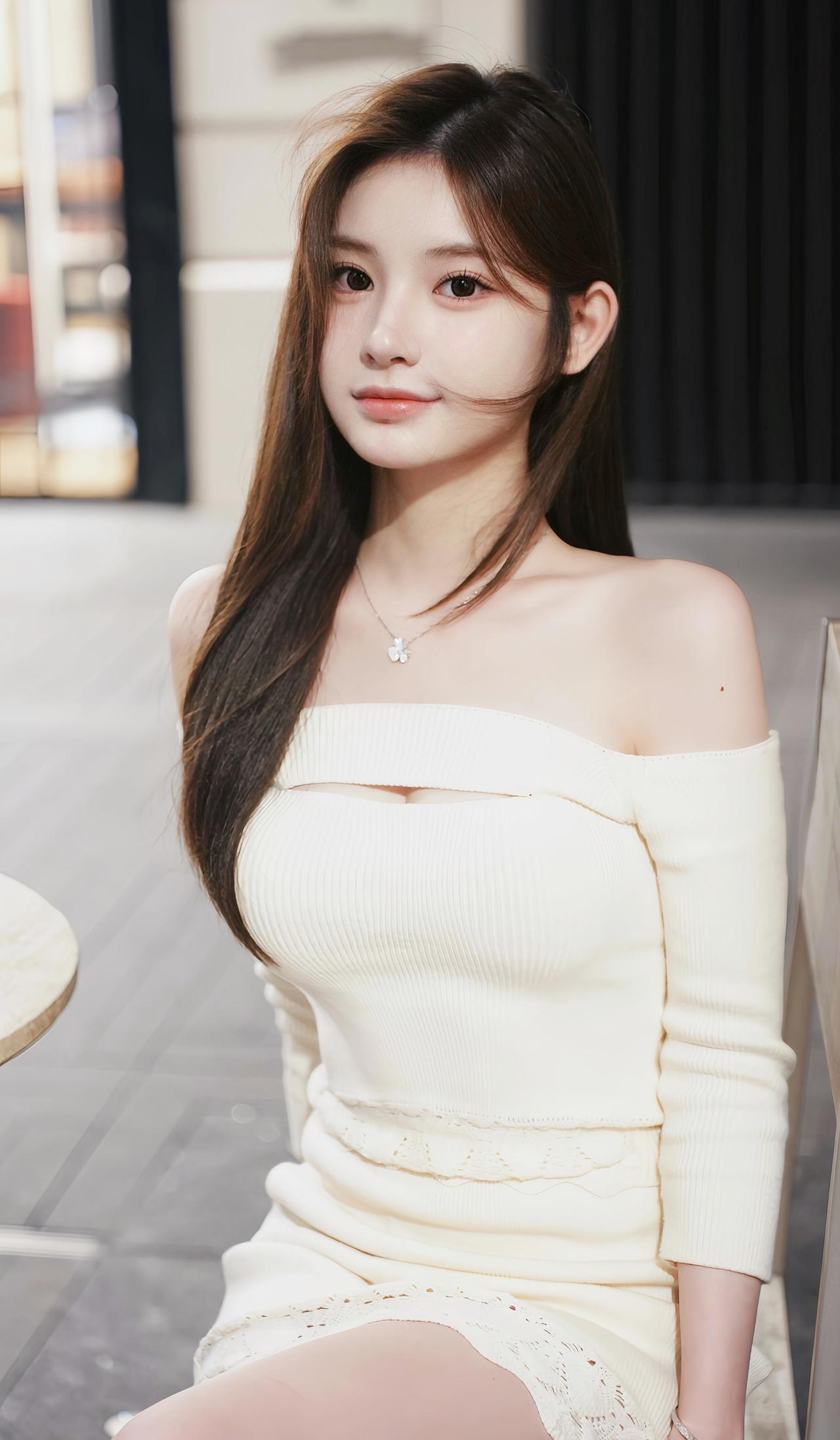 《邂逅在时光的角落》原创诗词原创看图片配诗她是米色针织裙裁出的温柔长