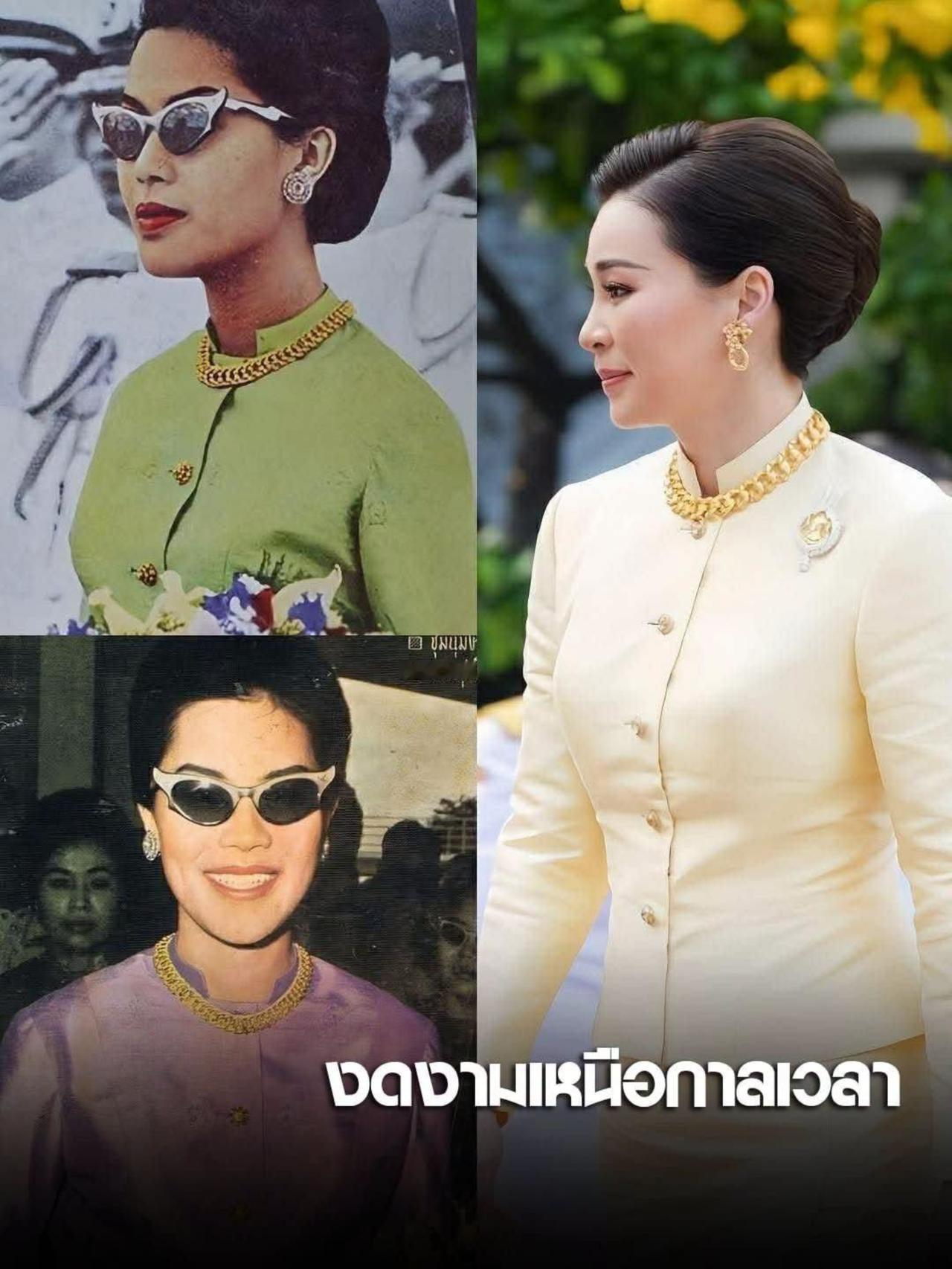 诗丽吉太后的大金链子，如今传给了苏提达说白了，泰国王室就是一座金光闪闪的"牢笼