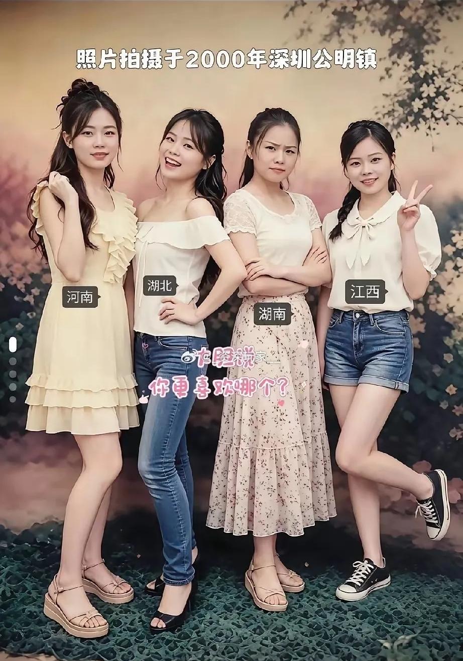 2000年四位美女，她们的穿搭是不是特别时髦。
