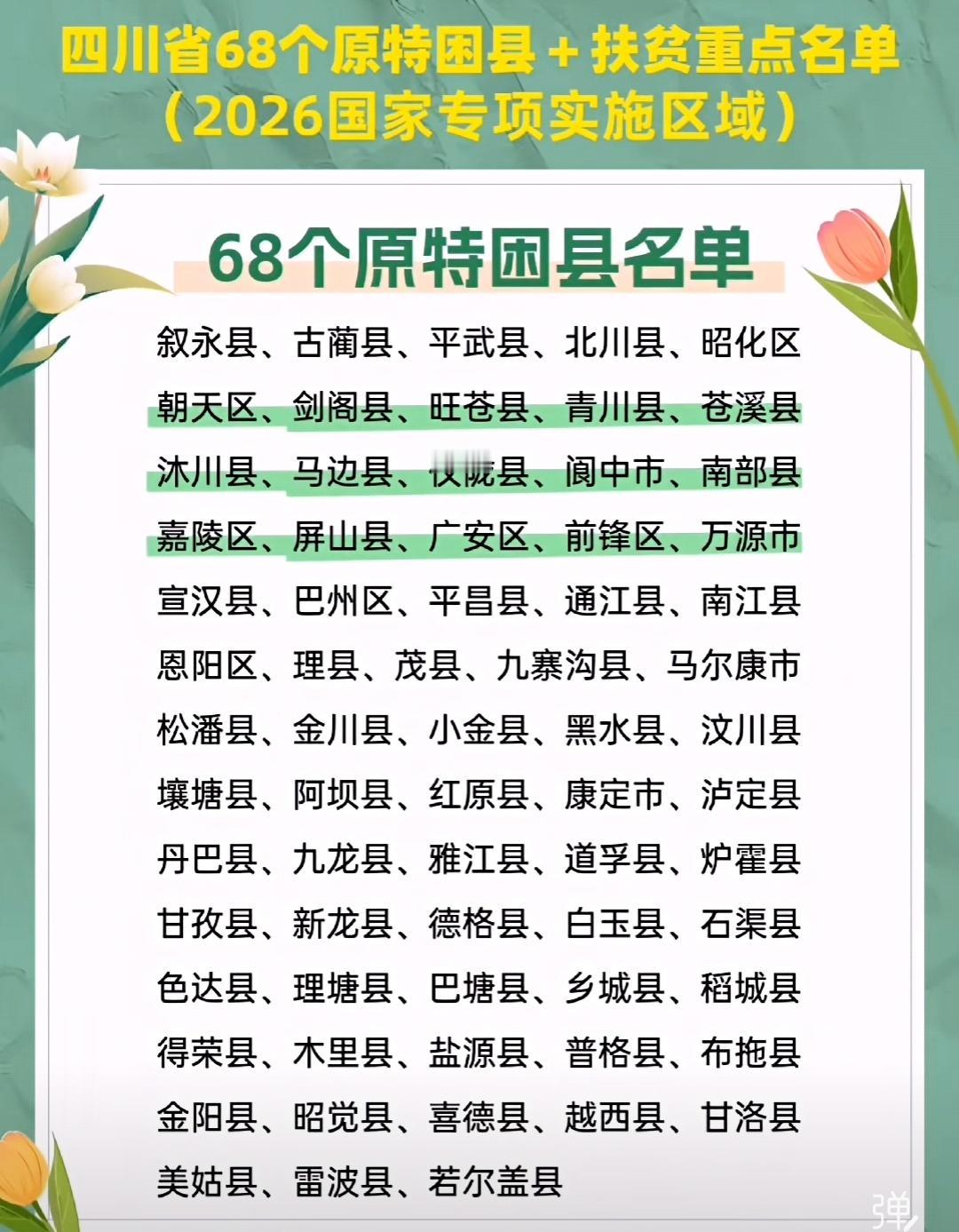虽然现在已经对原特困县升级改造，但说到底在省内还是这些县域垫底，很遗憾除了川西三