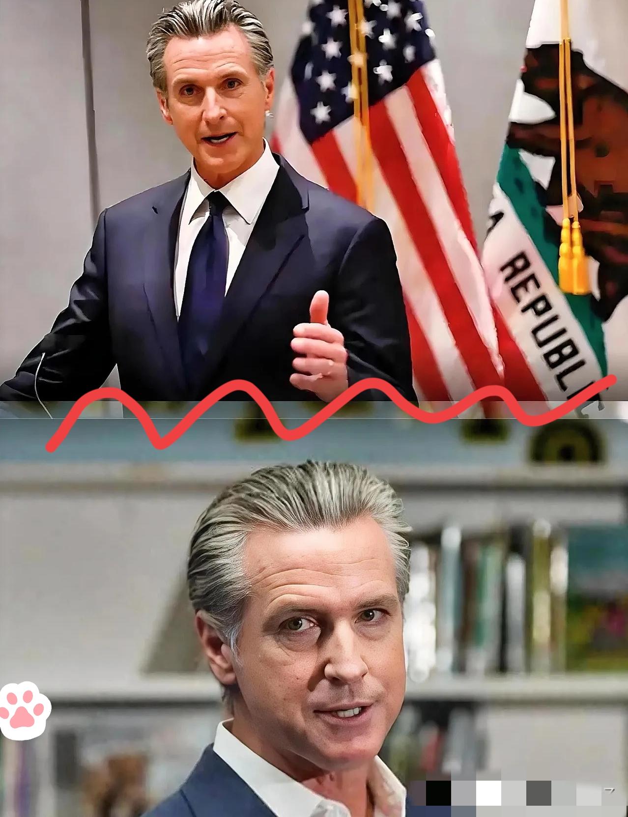 刷到这事儿我都惊了！关税战还没对外怎么样，美国自己先“内讧”了，加州州长这波操作