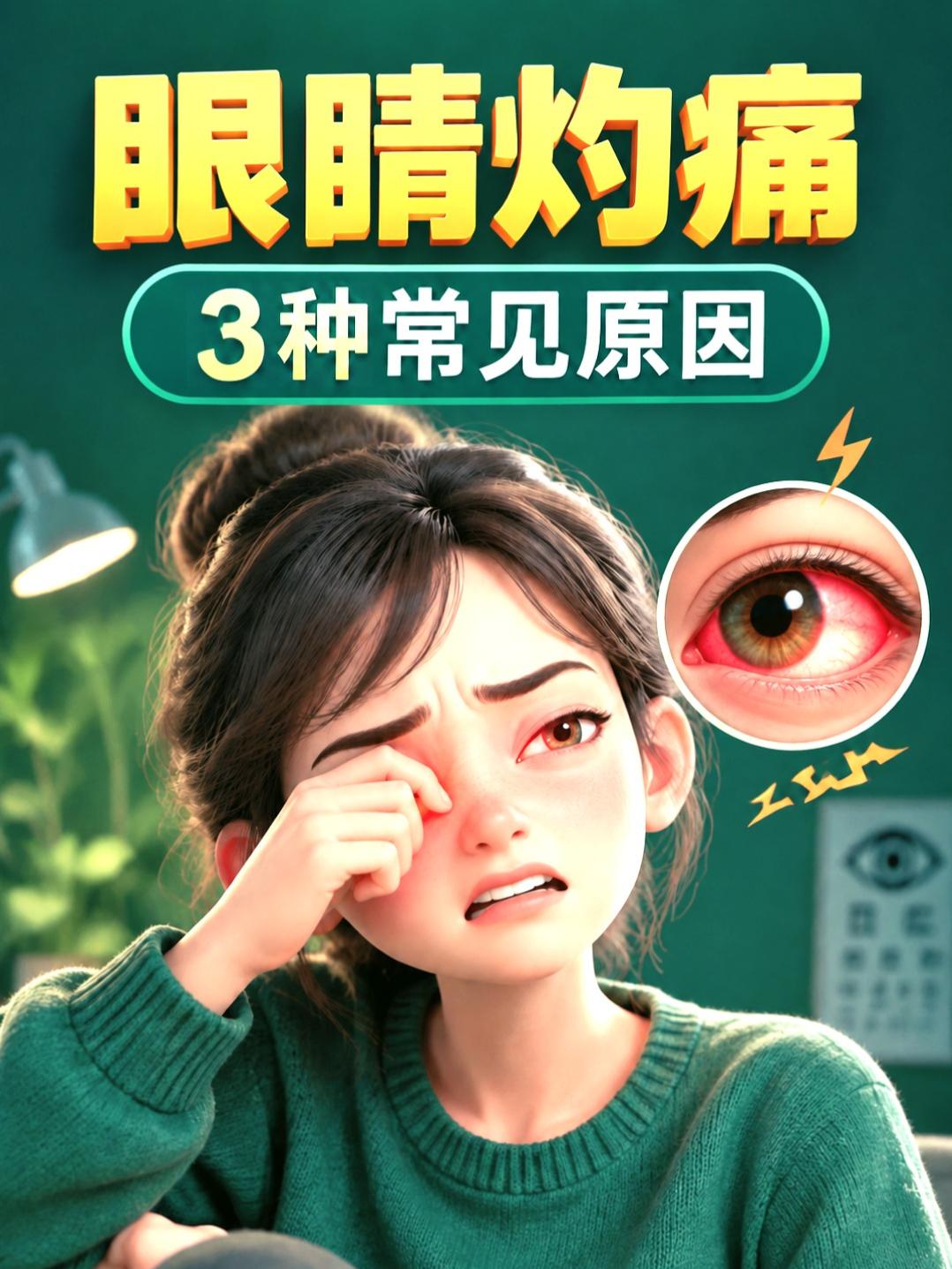 眼睛灼痛，3种常见原因。