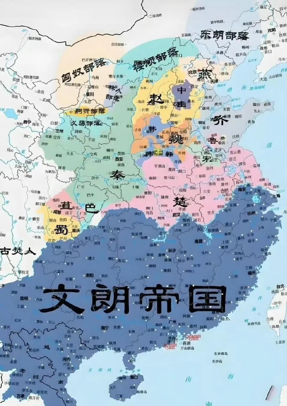 越南画的文朗帝国，竟然包括了长江以南！真正历史文朗帝国其实很小。根据历史考证，