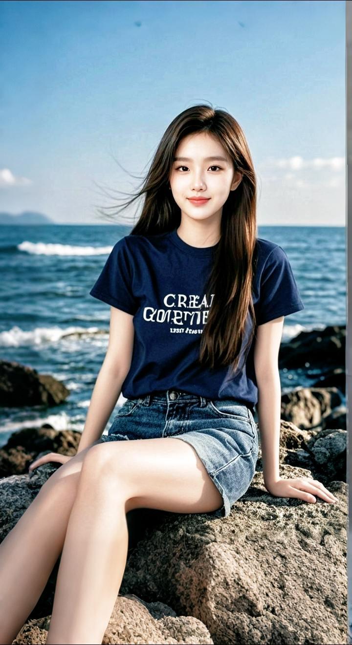 AI扩图AI海畔佳人