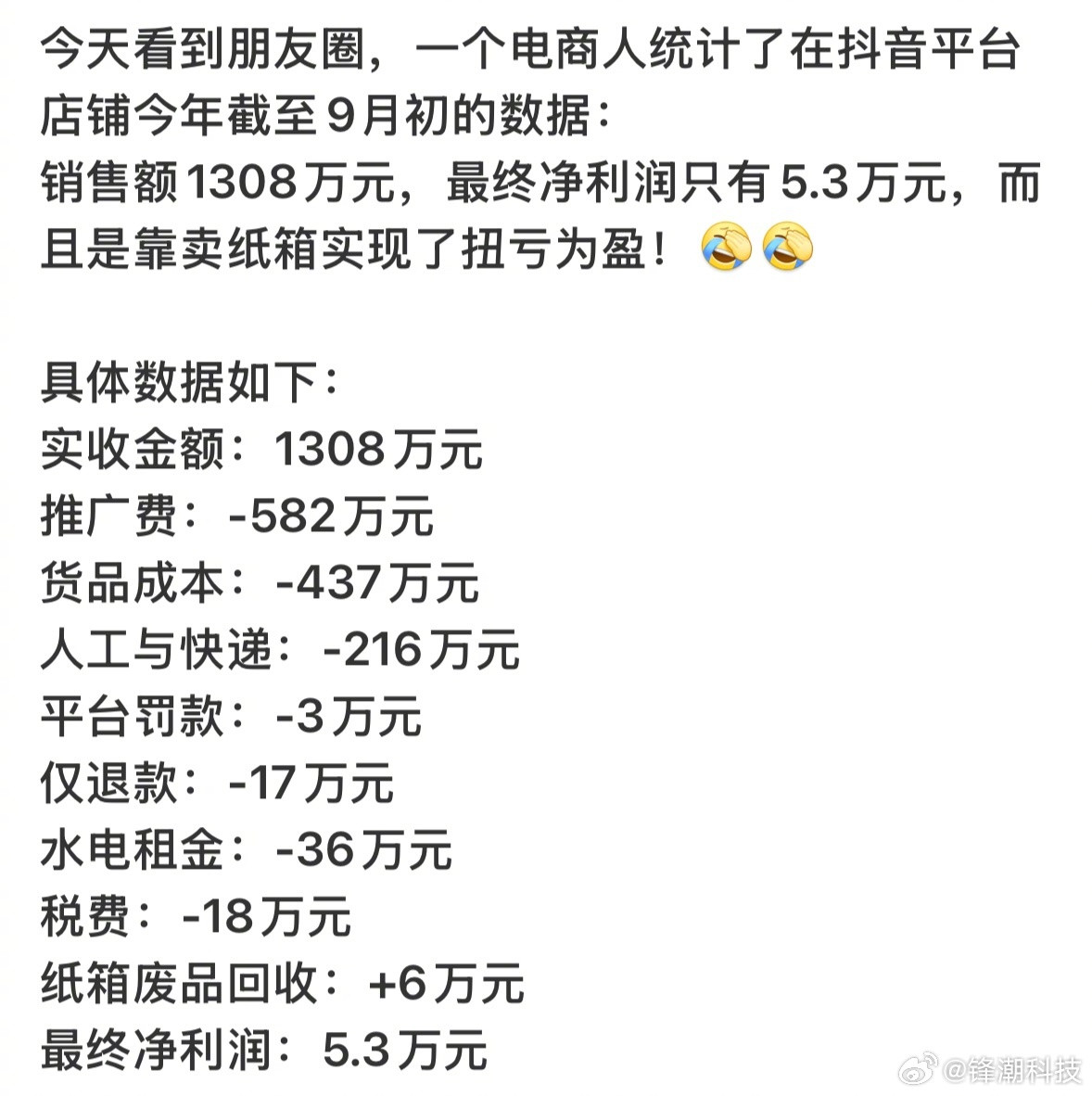 销售额1300多万，利润5万多，真的假的？​​​