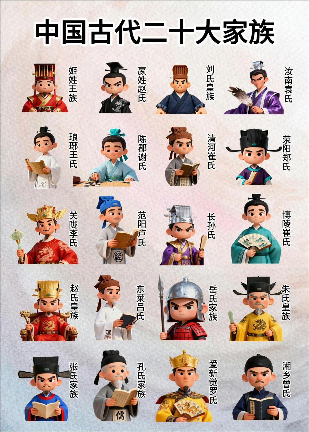 古代20个姓氏的大家族...