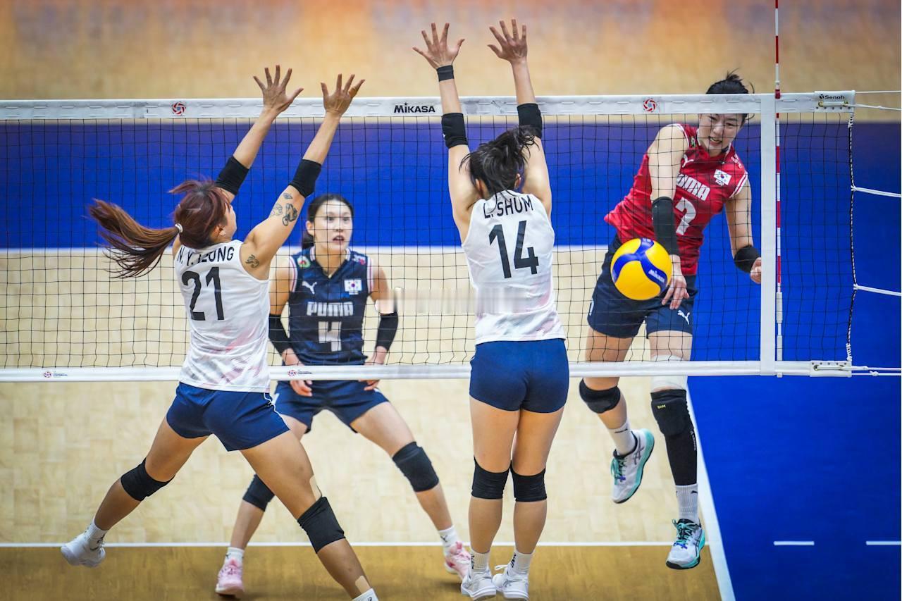 韩国女排2-1中国香港女排（亚锦赛C组）第三局技术统计总得分：25-11进攻：8