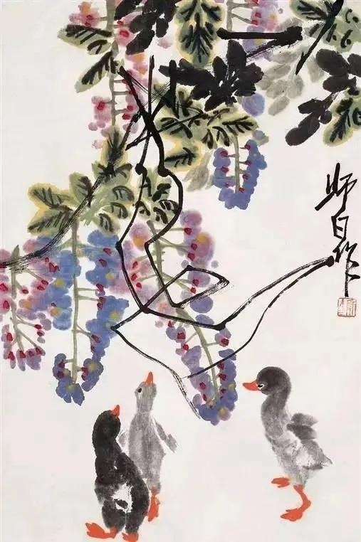 国画紫藤花，超美！