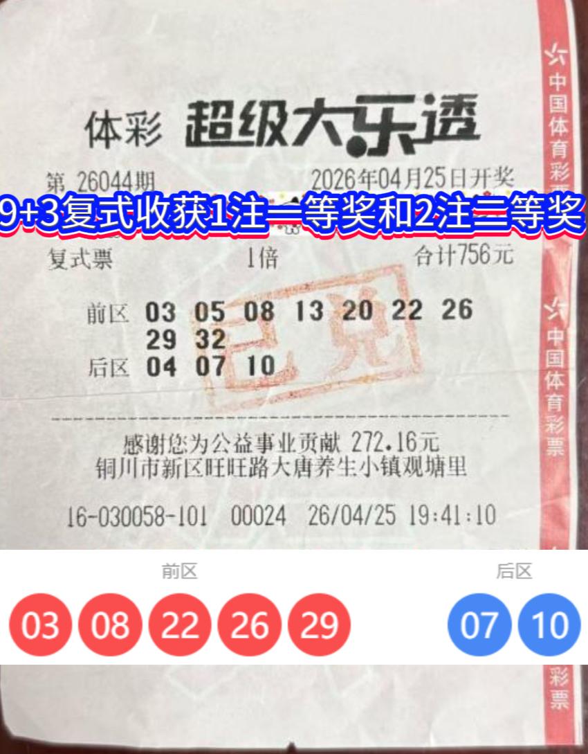 陕西铜川彩民喜中632万大奖，一张756元复式票收获满满。4月25日大乐透2