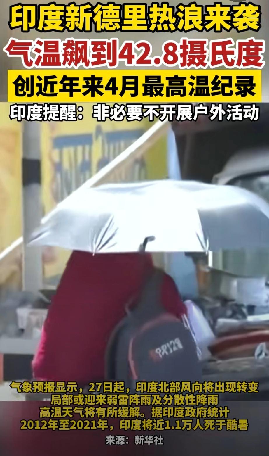42.8度，印度太难了！这才刚刚进入5月份，印度已经进入高温，最高温度突破4