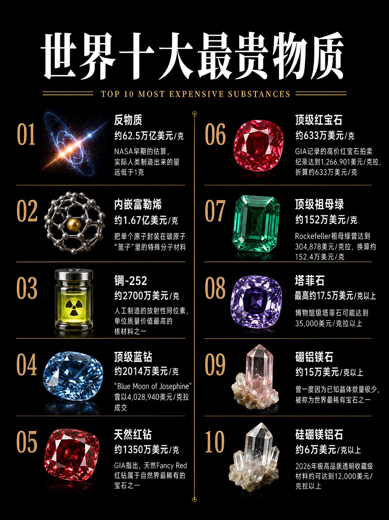世界十大最贵物质。