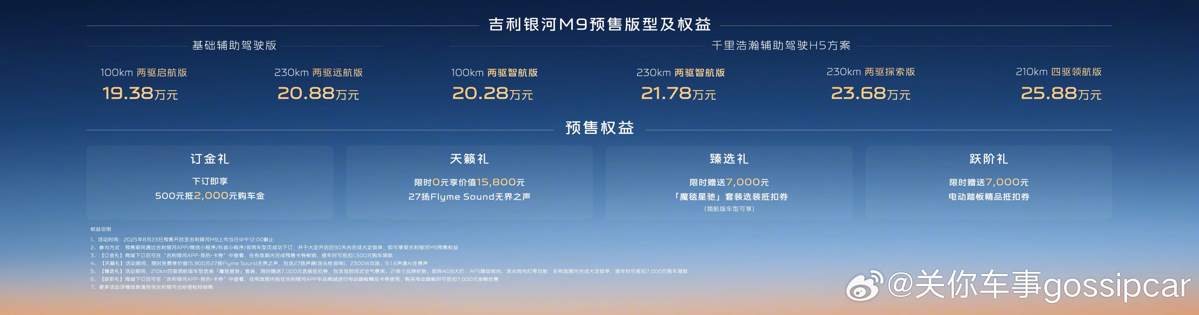 兄弟们，人民的M9来了 ！你怎么想到，吉利银河M9公布预售指导价：19.38-