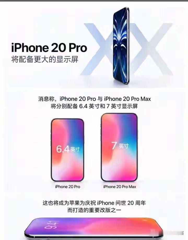 跳过iPhone19！iPhone20超大屏全新外观曝光，太惊艳了真敢升级