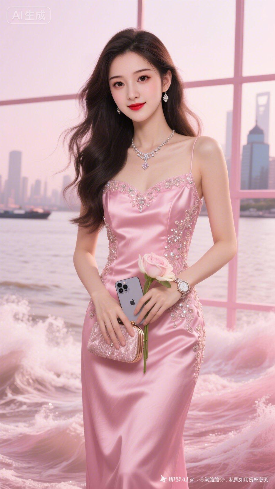 粉色晚礼服，优雅动人，尽显女性魅力！🌹✨